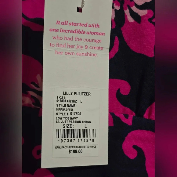 NWT Lilly Pulitzer MIRIANA Dress Low Tide Navy Lil Just Passion Through Large - Picture 8 of 8